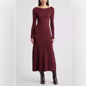 Open Edit $89 Long Sleeve Rib Maxi Dress